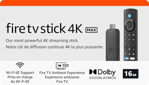 Amazon Fire TV Stick 4K Max (newest model), streaming device, supports Wi-Fi 6E, free & live TV without cable or satellite