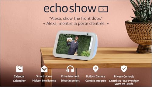 Amazon Echo Show 5 (newest model), Smart display with deeper bass and clearer sound, Charcoal, with Alexa+ Early Access