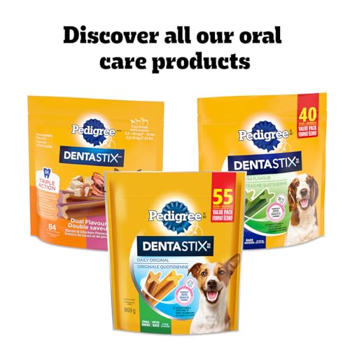PEDIGREE DENTASTIX Oral Care Original Adult Dog Treats - For Medium Breeds - Reduces Plaque and Tartar Buildup - 40 Sticks 972g Pouch