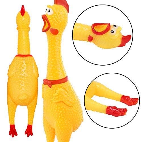 LEGEND SANDY Screaming Chicken,Yellow Rubber Squaking Chicken Toy Novelty and Durable Rubber Chicken for Kids and Dogs,Rubber Chickens Value 3 Pack