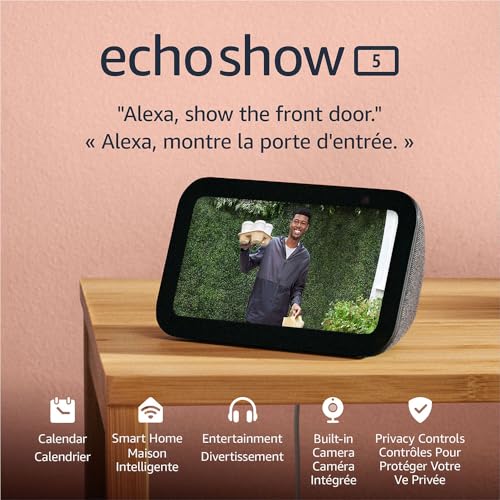 Amazon Echo Show 5 (newest model), Smart display with deeper bass and clearer sound, Charcoal, with Alexa+ Early Access
