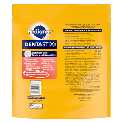 PEDIGREE DENTASTIX Oral Care Original Adult Dog Treats - For Medium Breeds - Reduces Plaque and Tartar Buildup - 40 Sticks 972g Pouch