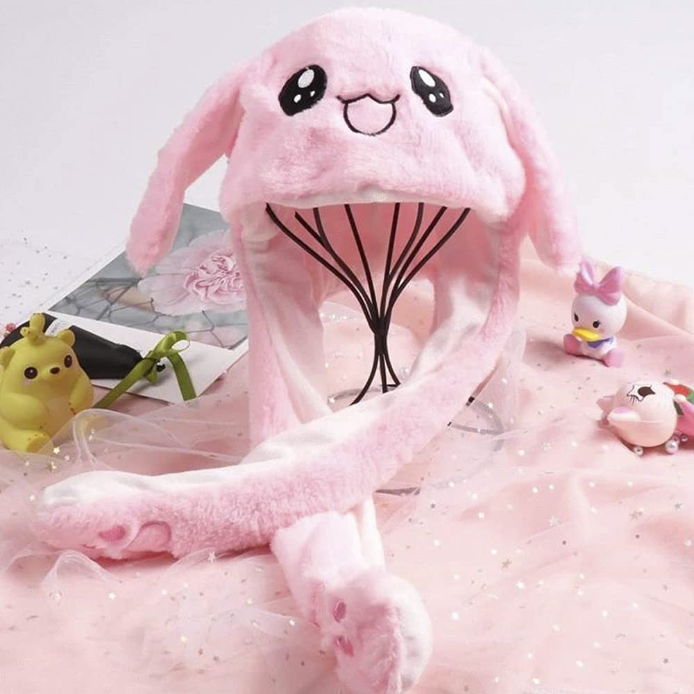 Funny Plush Bunny Hat Ear Moving Jumping Rabbit Animal Flap Cap Unisex for Children Party Christmas Birthday Gift