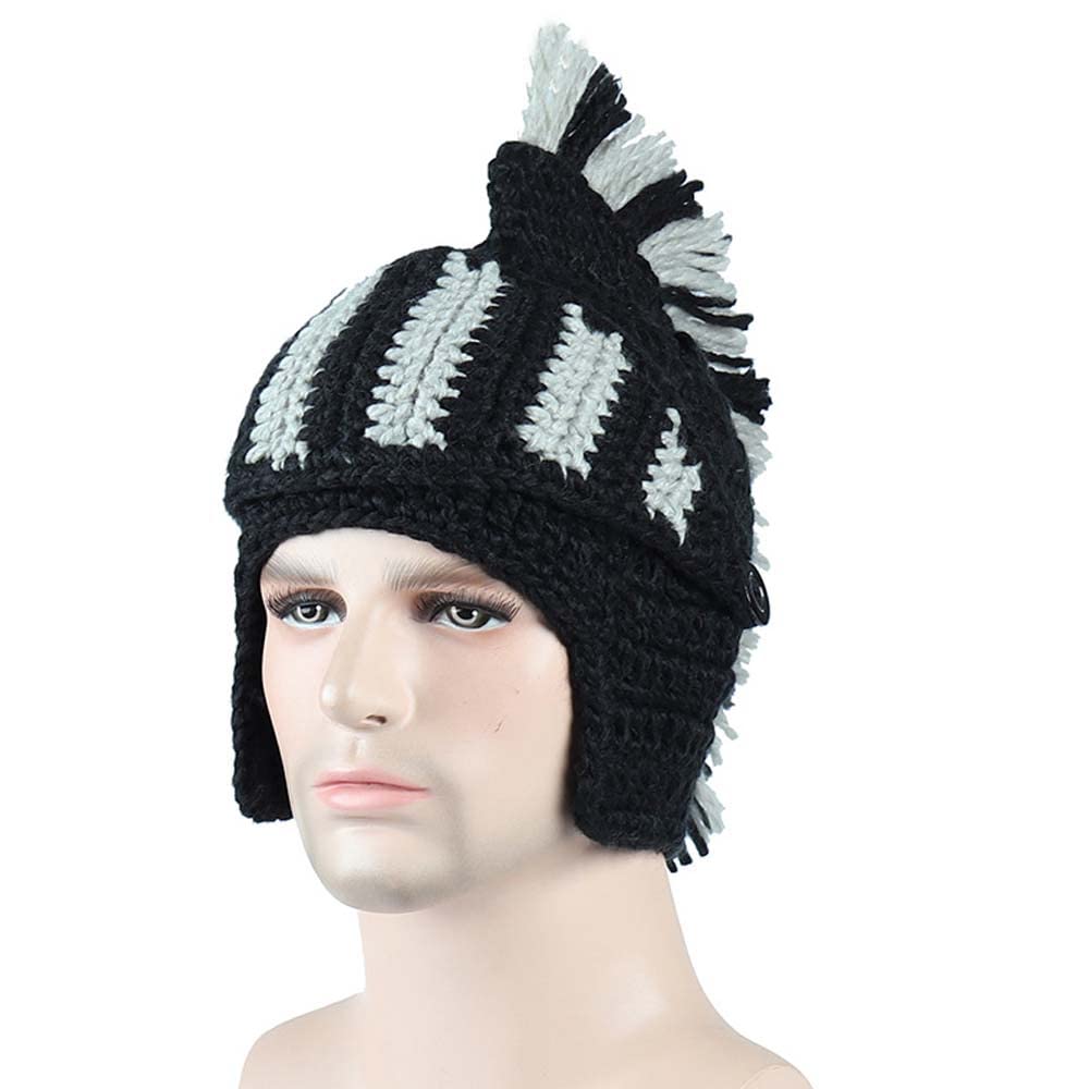 Bonnet Viking Barbe YEKEYI avec cornes, masque chaud d'hiver, tricoté en laine, bonnet humoristique 