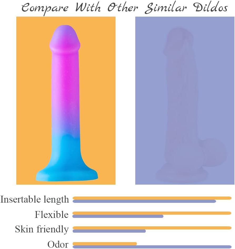8'' Liquid Silicone Realistic Dildo,Gradient Color Penis for Vaginal and Anal Sex,Adult Sex Toy for G-spot and Prostate Orgasm,Lifelike Dick with Strong Suction Cup Compatible with Strap-on Harness