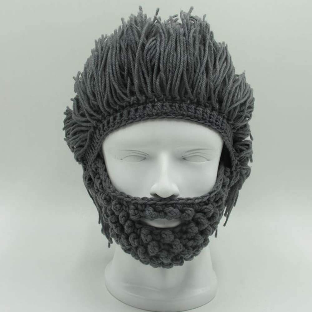 Bonnet Viking Barbe YEKEYI avec cornes, masque chaud d'hiver, tricoté en laine, bonnet humoristique 