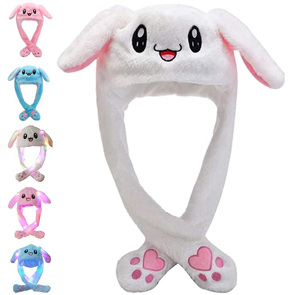 Funny Plush Bunny Hat Ear Moving Jumping Rabbit Animal Flap Cap Unisex for Children Party Christmas Birthday Gift