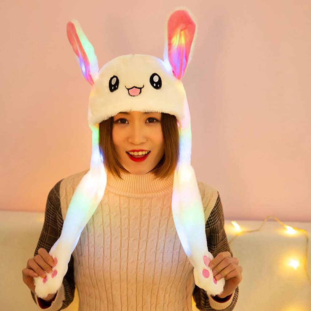 Funny Plush Bunny Hat Ear Moving Jumping Rabbit Animal Flap Cap Unisex for Children Party Christmas Birthday Gift