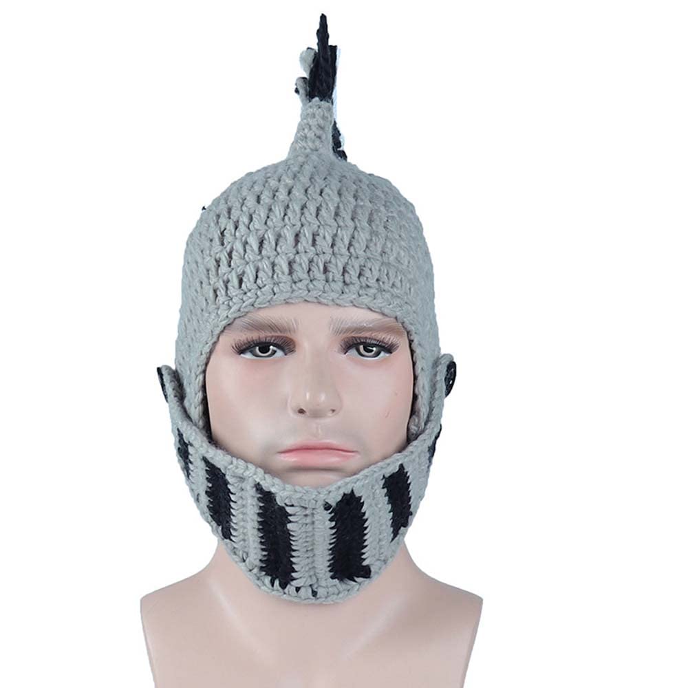 Bonnet Viking Barbe YEKEYI avec cornes, masque chaud d'hiver, tricoté en laine, bonnet humoristique 