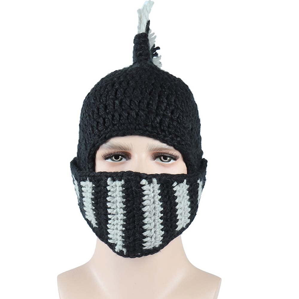Bonnet Viking Barbe YEKEYI avec cornes, masque chaud d'hiver, tricoté en laine, bonnet humoristique 