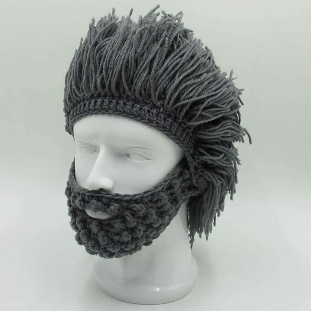 Bonnet Viking Barbe YEKEYI avec cornes, masque chaud d'hiver, tricoté en laine, bonnet humoristique 