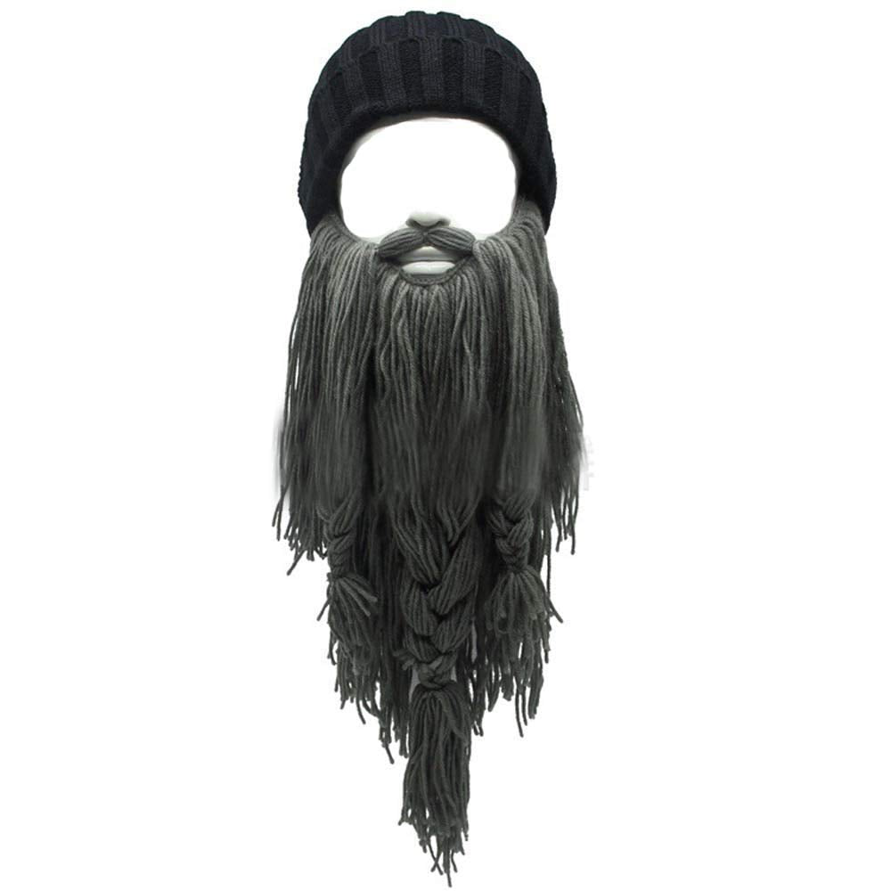 Bonnet Viking Barbe YEKEYI avec cornes, masque chaud d'hiver, tricoté en laine, bonnet humoristique 