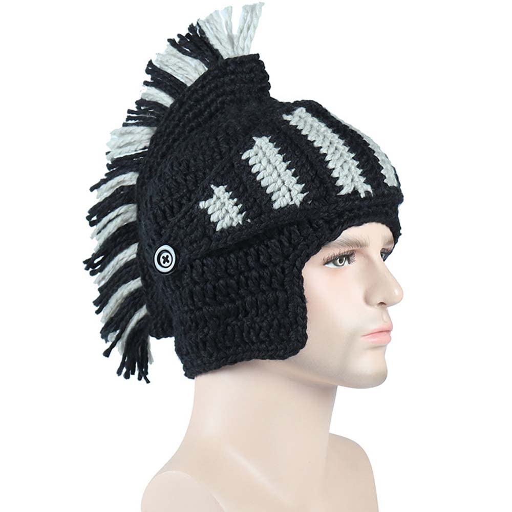 Bonnet Viking Barbe YEKEYI avec cornes, masque chaud d'hiver, tricoté en laine, bonnet humoristique 