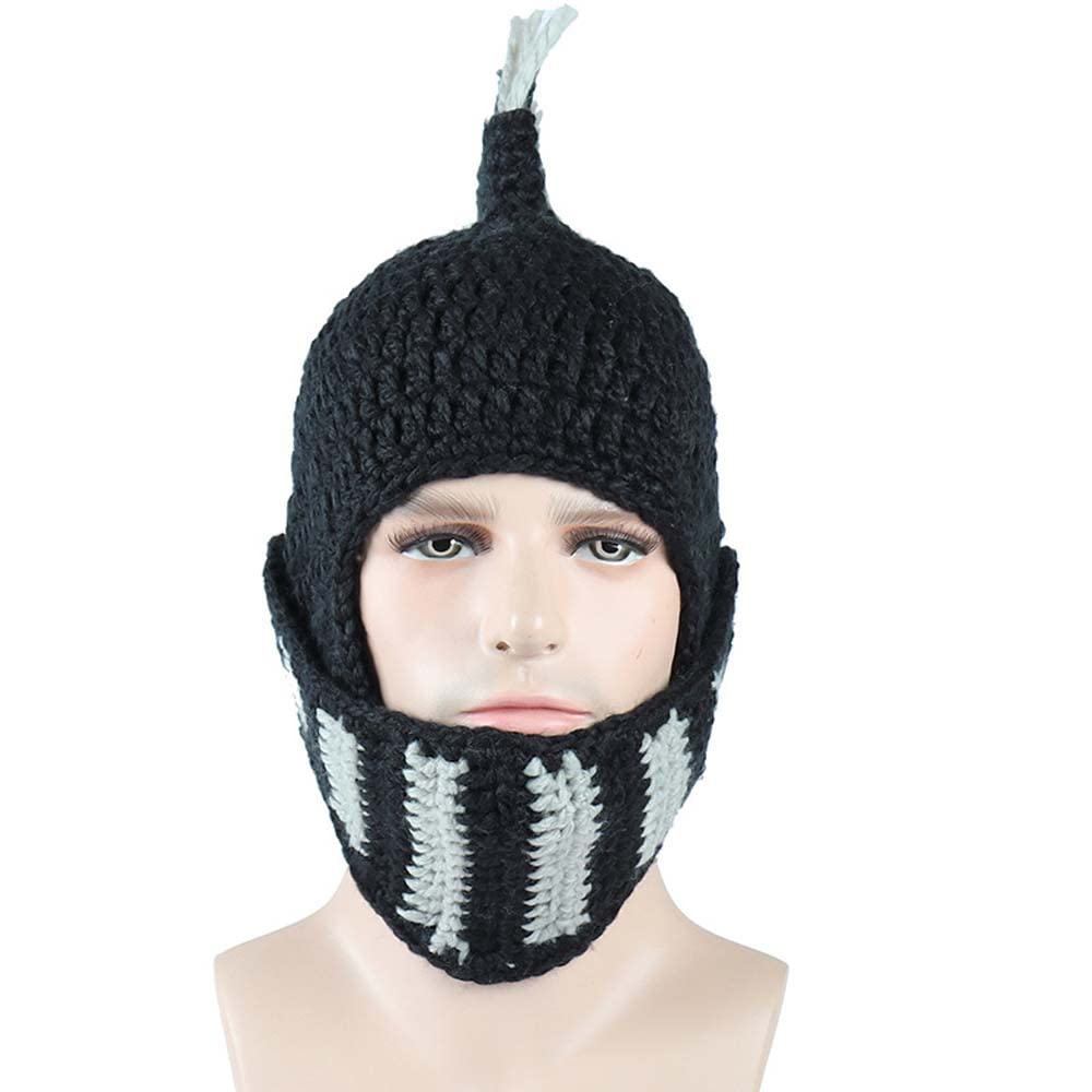 Bonnet Viking Barbe YEKEYI avec cornes, masque chaud d'hiver, tricoté en laine, bonnet humoristique 