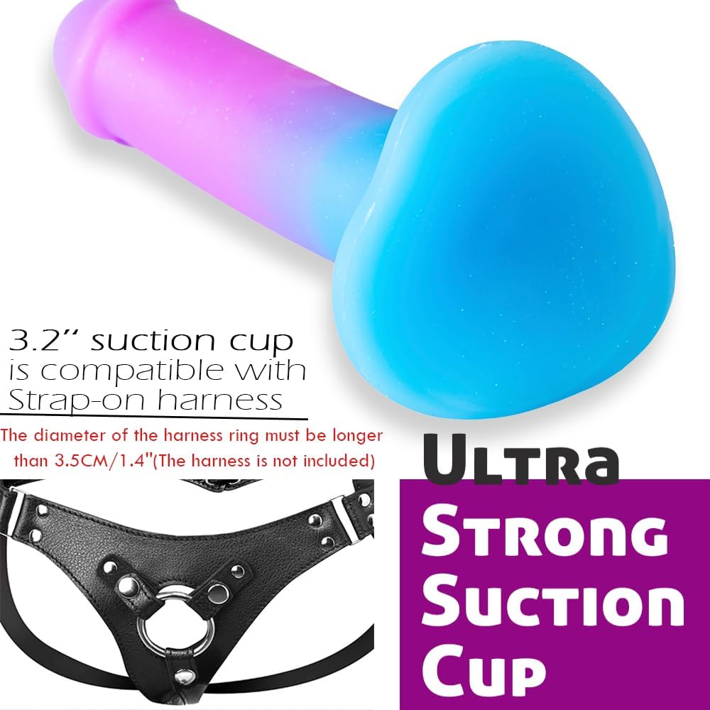 8'' Liquid Silicone Realistic Dildo,Gradient Color Penis for Vaginal and Anal Sex,Adult Sex Toy for G-spot and Prostate Orgasm,Lifelike Dick with Strong Suction Cup Compatible with Strap-on Harness