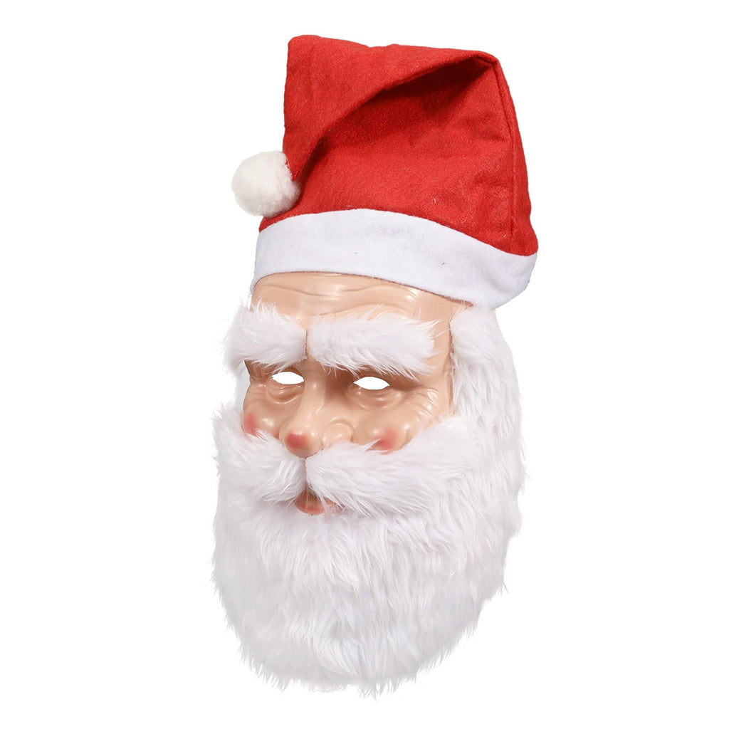 Masque de Père Noël pour adultes, masque réaliste de visage de vieil homme en latex avec barbe et bonnet, accessoire de cosplay pour Noël et Halloween 