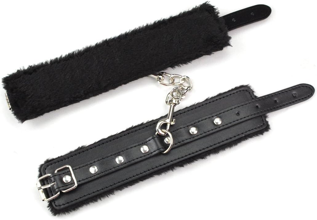 Adjustable Handcuffs Ankle Bracelets SM Adult Plush PU Leather Bondage Fetish Handcuffs Kit Cuff Restraint Set Sex Toy, Rbenxia Handcuff Restraints Adult Sex Toys (Black)