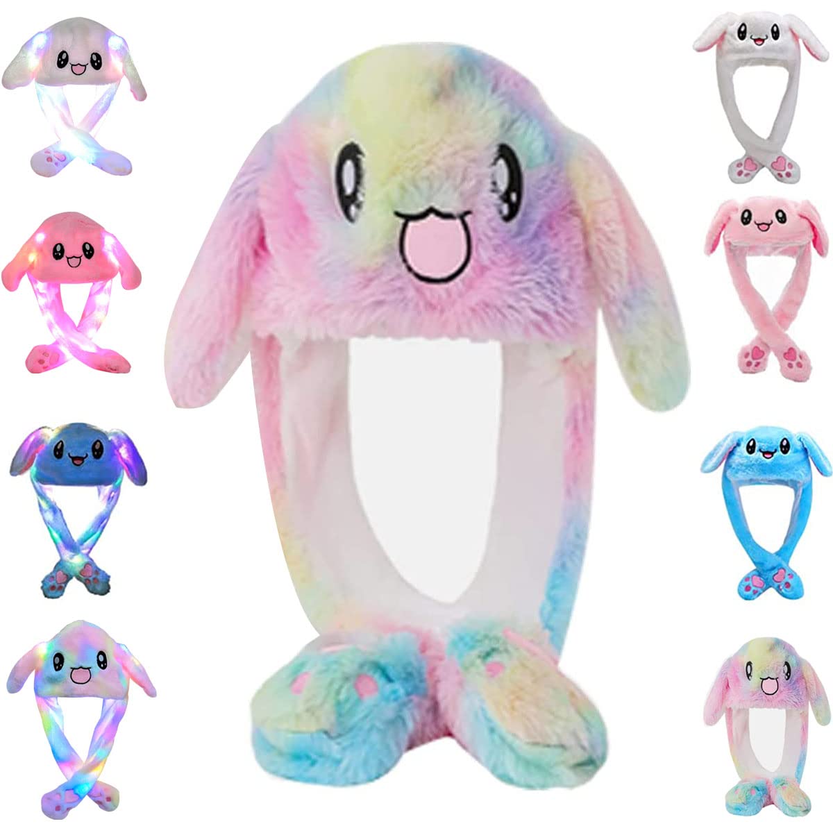 Funny Plush Bunny Hat Ear Moving Jumping Rabbit Animal Flap Cap Unisex for Children Party Christmas Birthday Gift