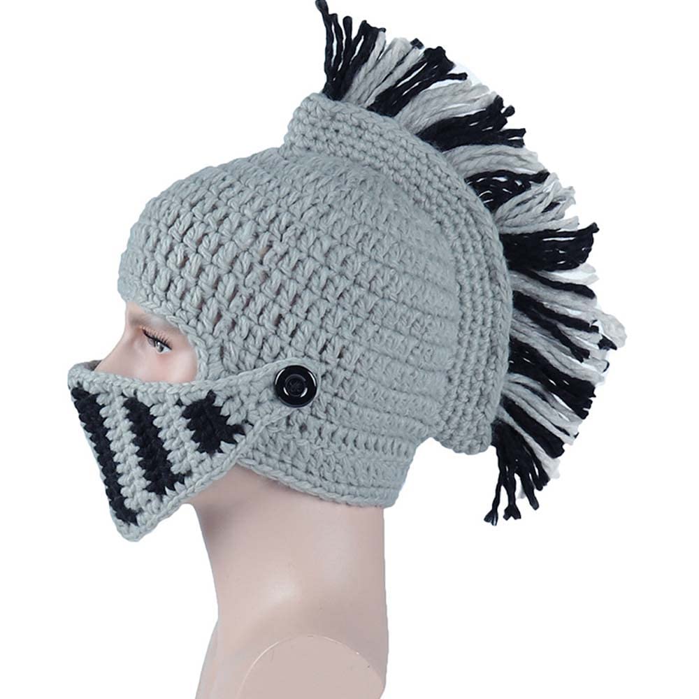 Bonnet Viking Barbe YEKEYI avec cornes, masque chaud d'hiver, tricoté en laine, bonnet humoristique 
