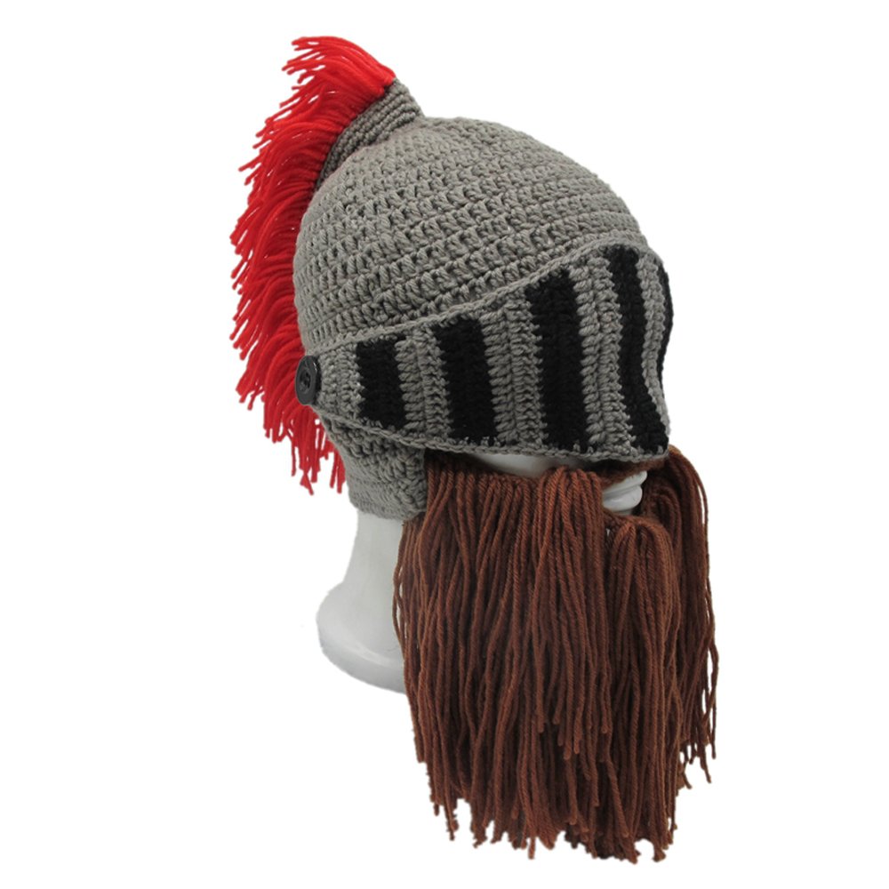 Bonnet Viking Barbe YEKEYI avec cornes, masque chaud d'hiver, tricoté en laine, bonnet humoristique 