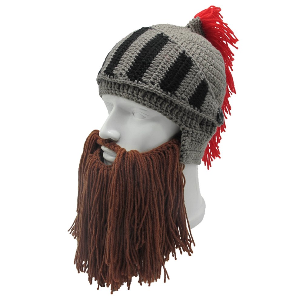 Bonnet Viking Barbe YEKEYI avec cornes, masque chaud d'hiver, tricoté en laine, bonnet humoristique 