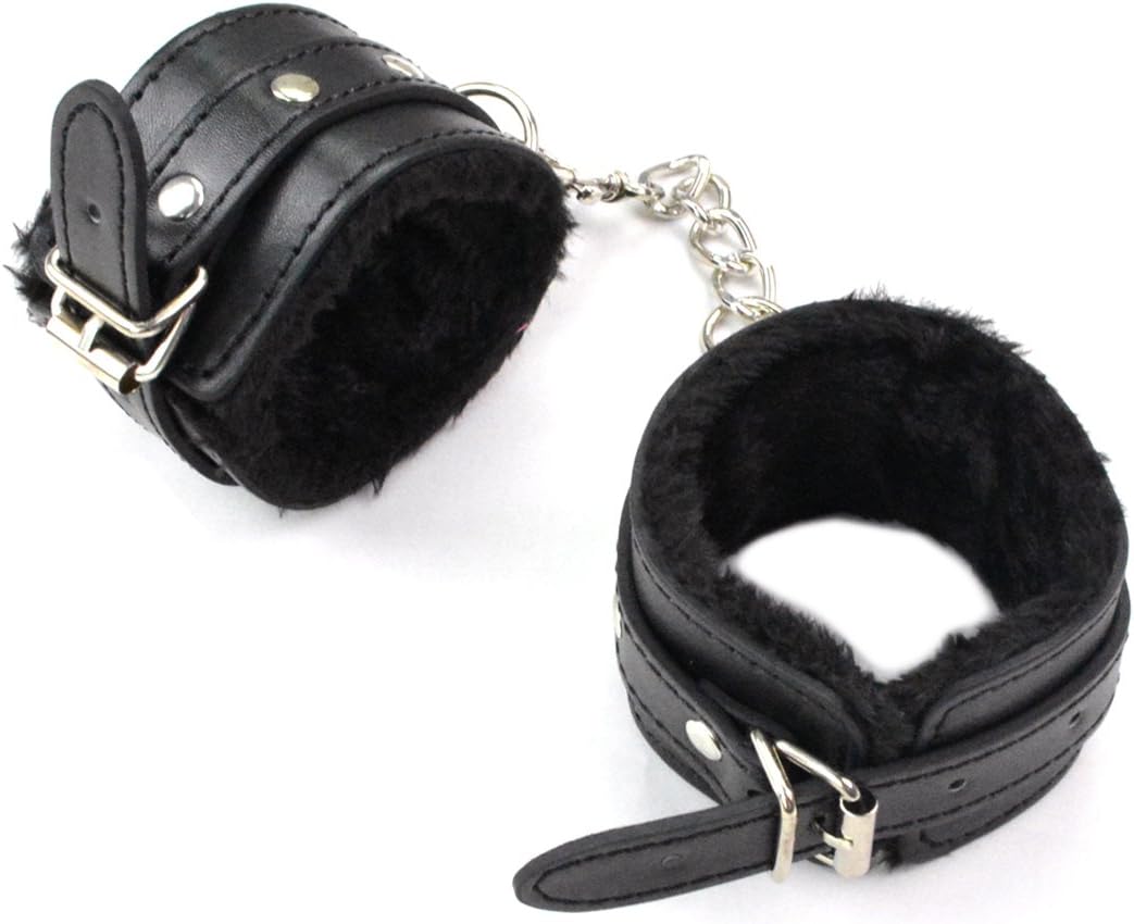 Adjustable Handcuffs Ankle Bracelets SM Adult Plush PU Leather Bondage Fetish Handcuffs Kit Cuff Restraint Set Sex Toy, Rbenxia Handcuff Restraints Adult Sex Toys (Black)