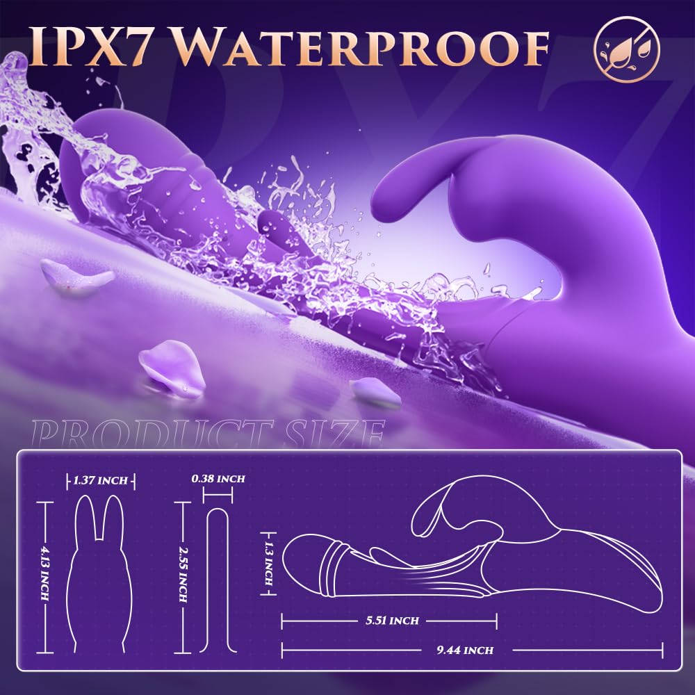 Dildos Vibrator Sex Toys for Women, G-Spot Rabbit Vibrators with 12 Flapping & 12 Vibrating Modes Adult Toys, Anal Vibrating Dildo Nipple Clitoral Stimulator Female Sex Toy, Adult Toy for Couples