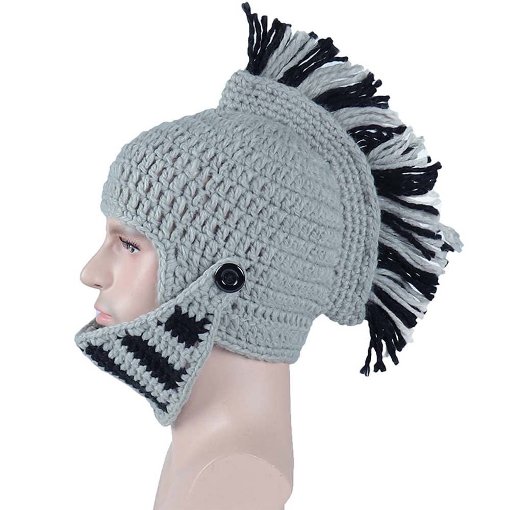 Bonnet Viking Barbe YEKEYI avec cornes, masque chaud d'hiver, tricoté en laine, bonnet humoristique 