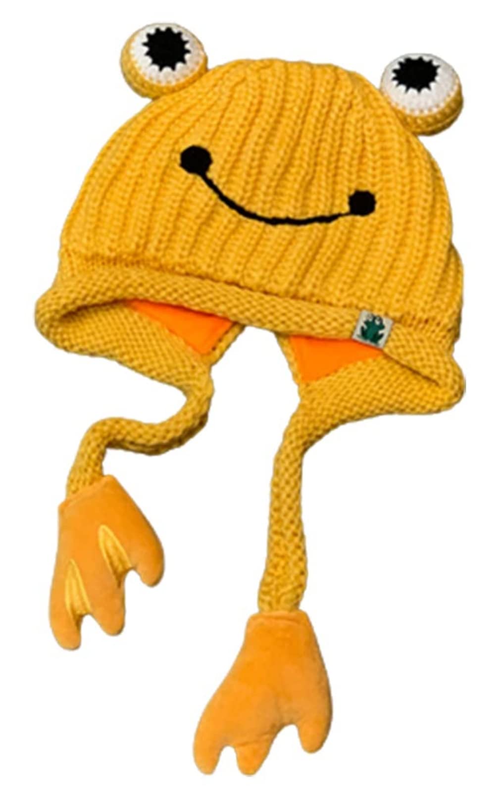 Womens Cute Frog Hat Crochet Knitted Hat Big Eye Frog Knitted Winter Ear Protective Beanie Hats Knitted Caps Outdoors Autumn