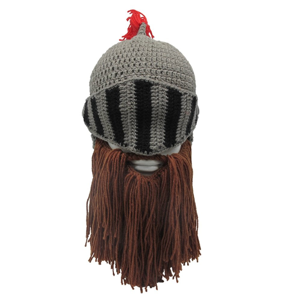 Bonnet Viking Barbe YEKEYI avec cornes, masque chaud d'hiver, tricoté en laine, bonnet humoristique 