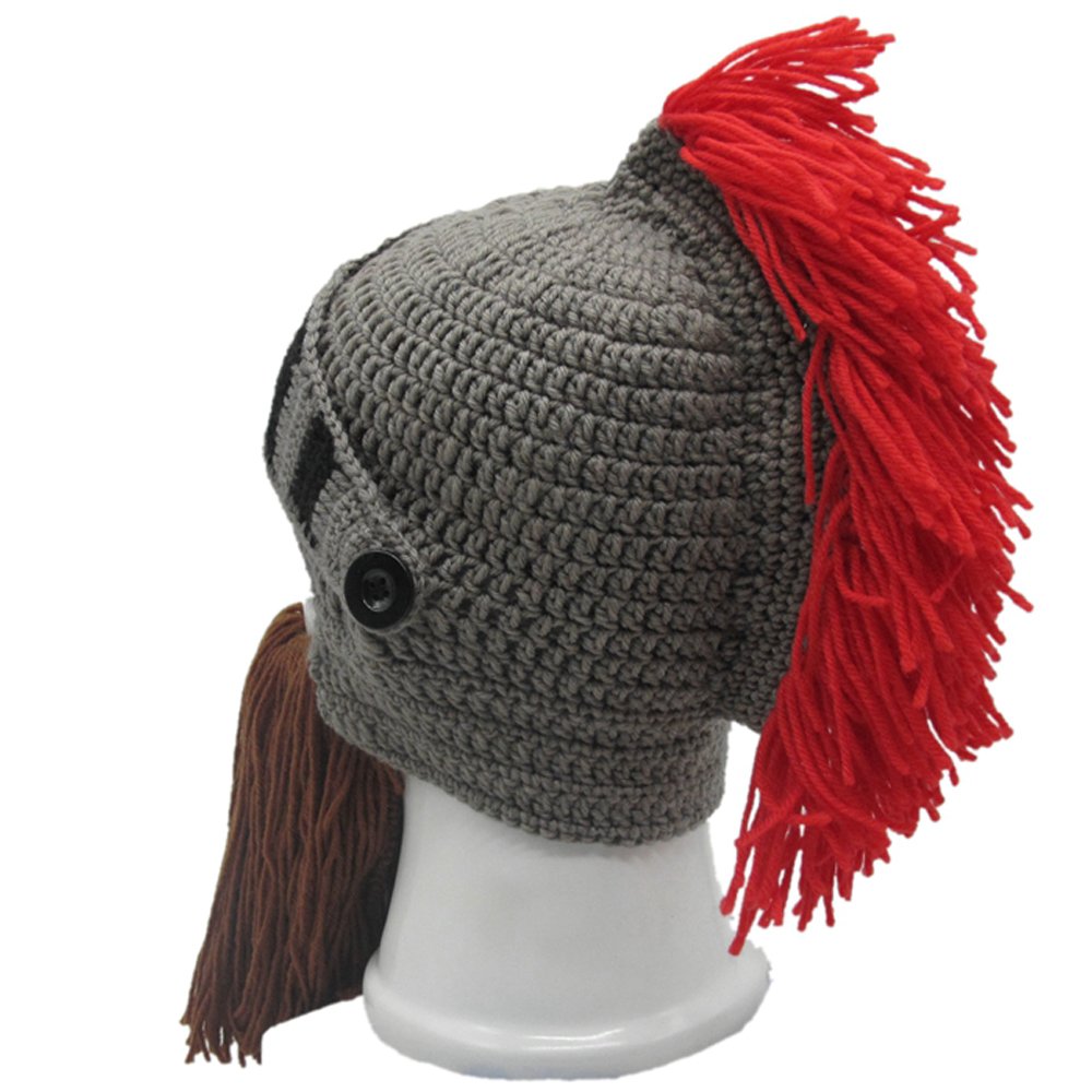 Bonnet Viking Barbe YEKEYI avec cornes, masque chaud d'hiver, tricoté en laine, bonnet humoristique 