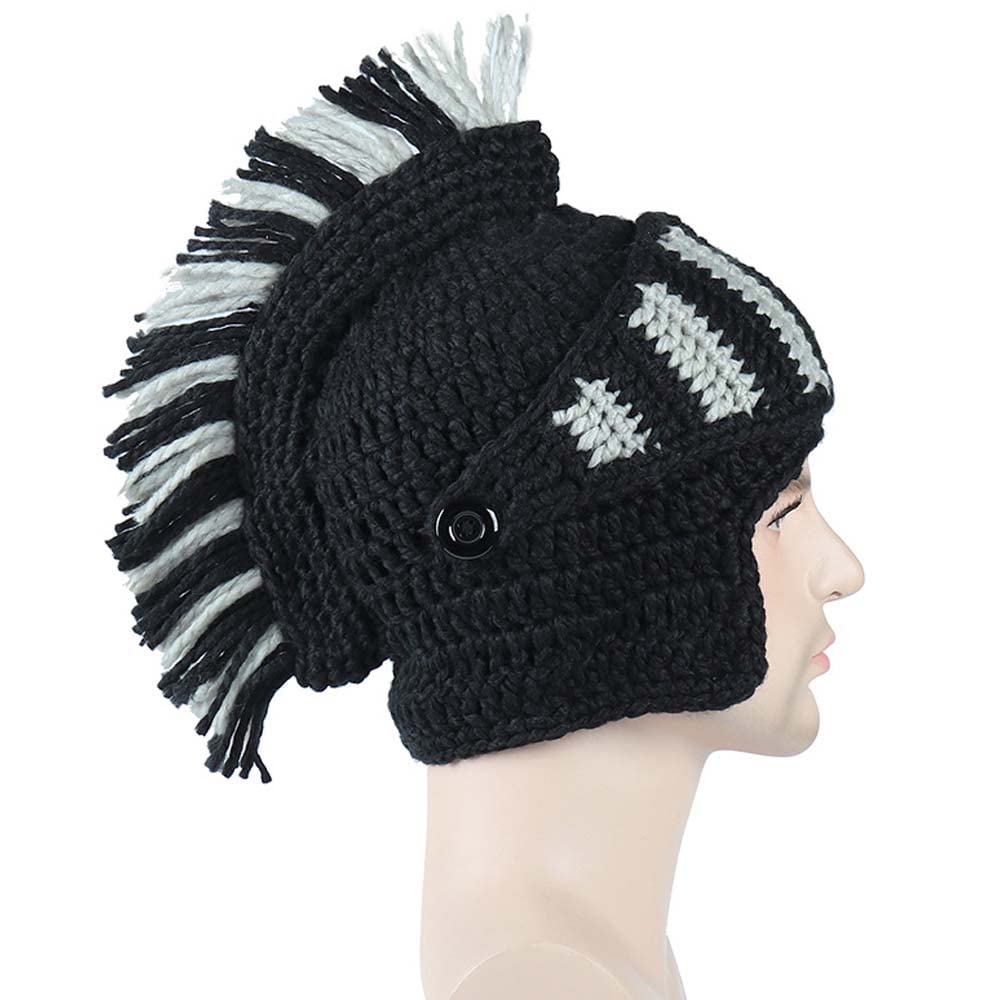 Bonnet Viking Barbe YEKEYI avec cornes, masque chaud d'hiver, tricoté en laine, bonnet humoristique 