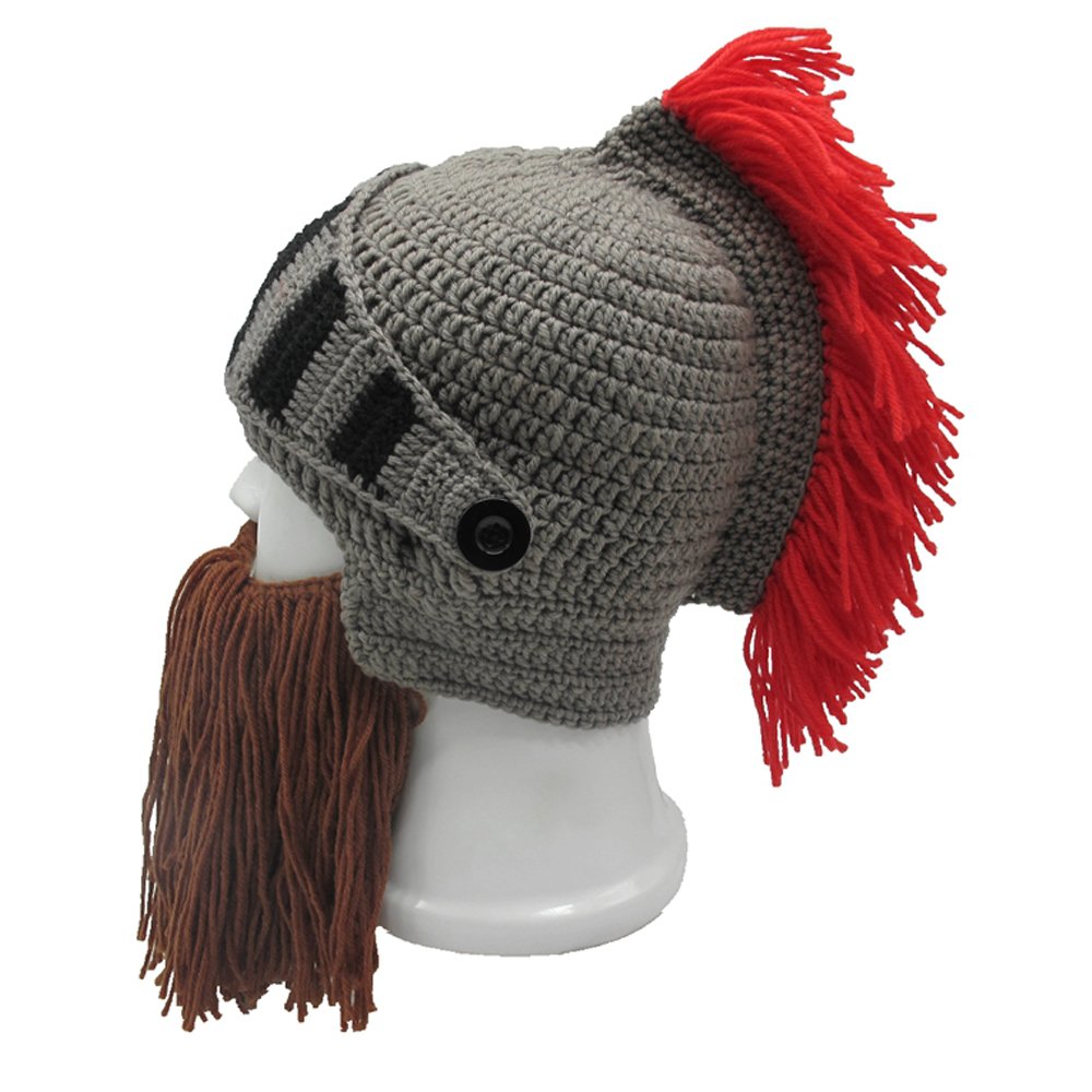 Bonnet Viking Barbe YEKEYI avec cornes, masque chaud d'hiver, tricoté en laine, bonnet humoristique 