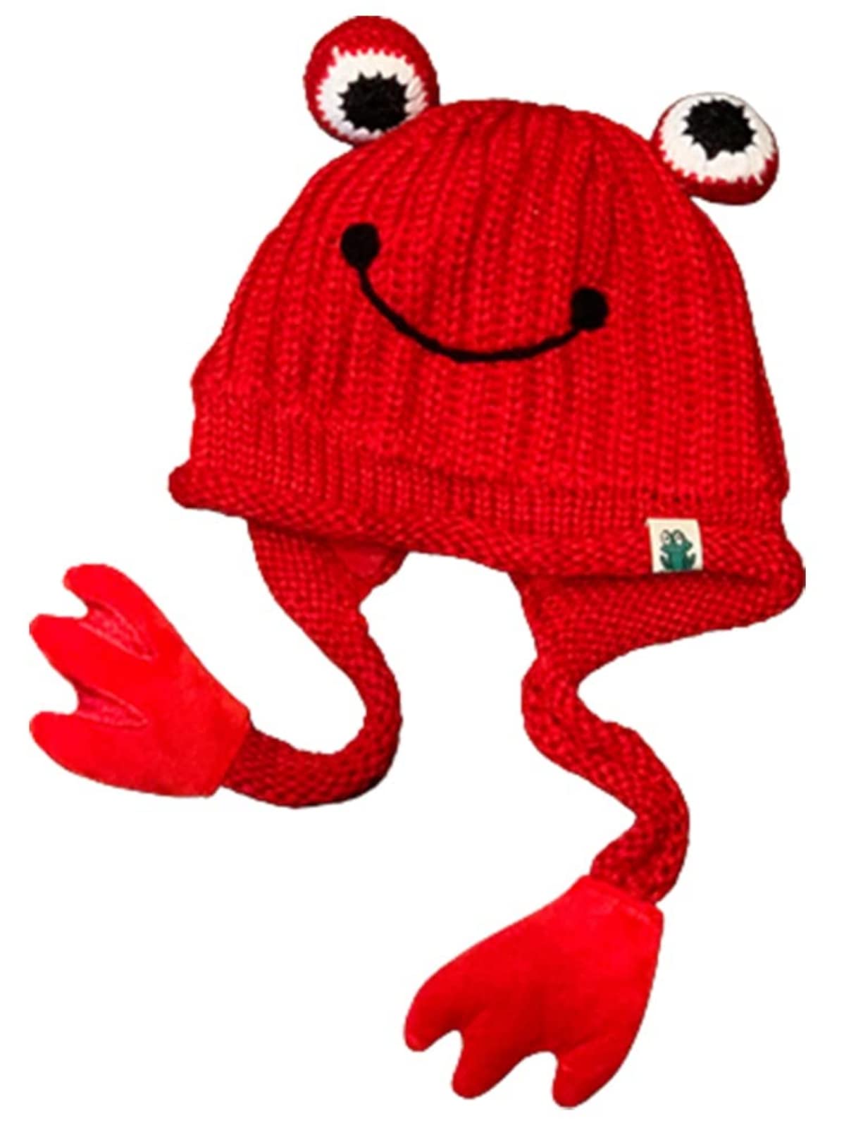 Womens Cute Frog Hat Crochet Knitted Hat Big Eye Frog Knitted Winter Ear Protective Beanie Hats Knitted Caps Outdoors Autumn