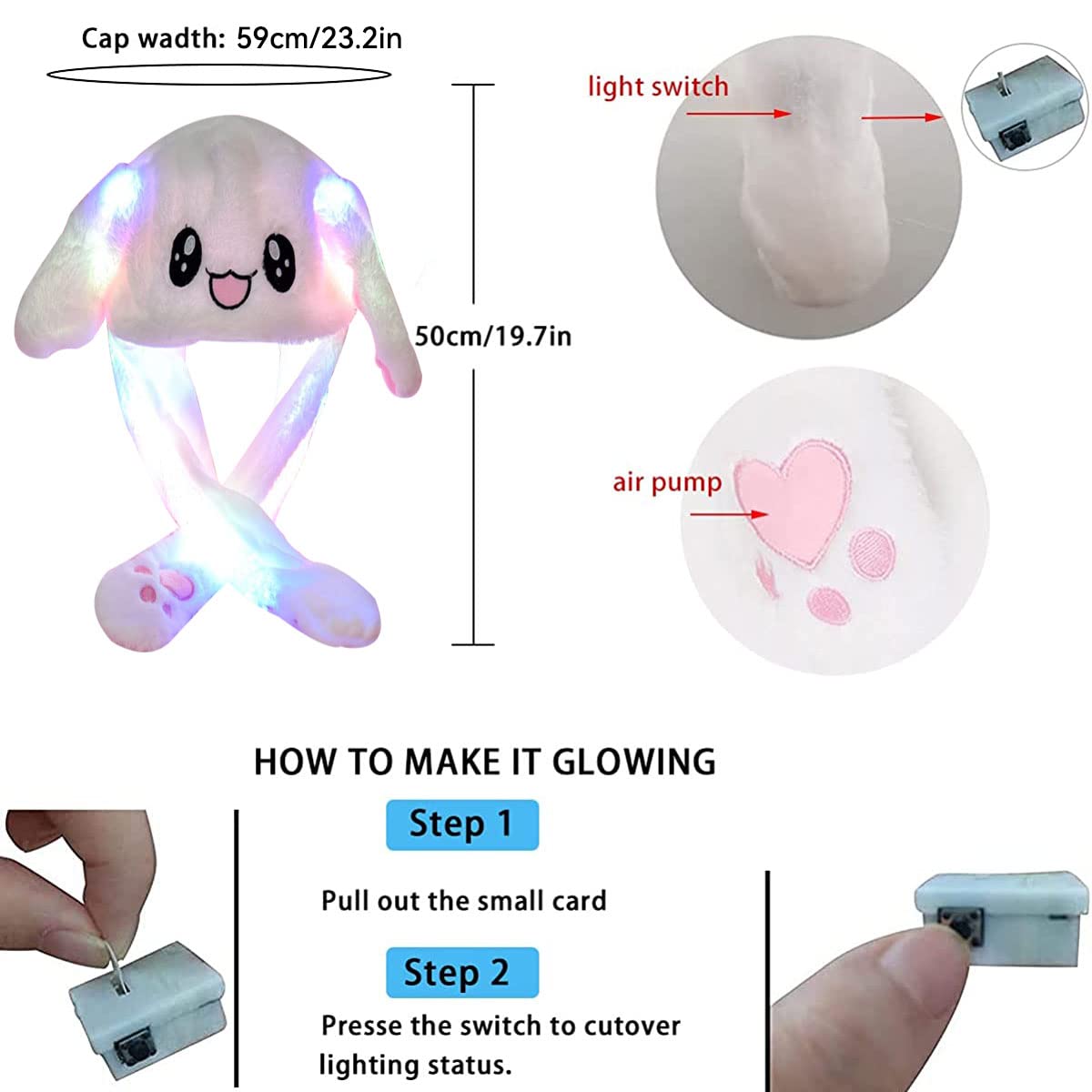 Funny Plush Bunny Hat Ear Moving Jumping Rabbit Animal Flap Cap Unisex for Children Party Christmas Birthday Gift