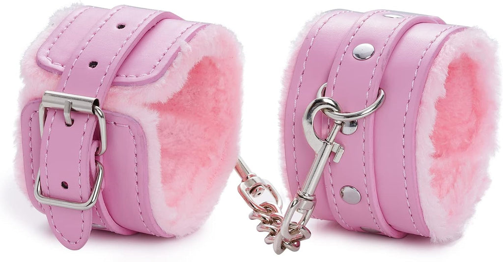 Adjustable Handcuffs Ankle Bracelets SM Adult Plush PU Leather Bondage Fetish Handcuffs Kit Cuff Restraint Set Sex Toy, Rbenxia Handcuff Restraints Adult Sex Toys (Black)