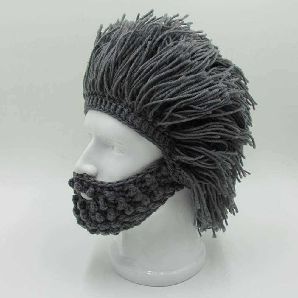 Bonnet Viking Barbe YEKEYI avec cornes, masque chaud d'hiver, tricoté en laine, bonnet humoristique 