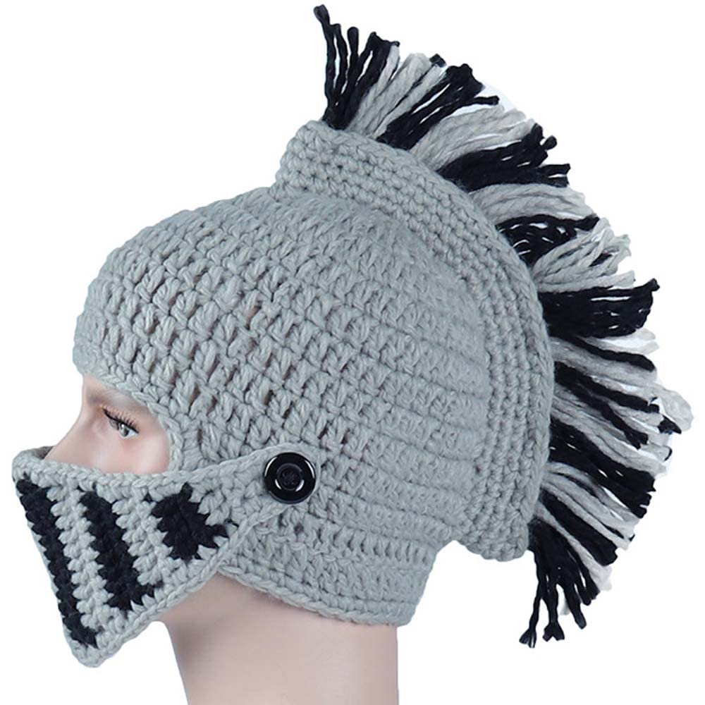 Bonnet Viking Barbe YEKEYI avec cornes, masque chaud d'hiver, tricoté en laine, bonnet humoristique 