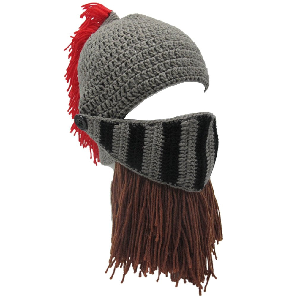 Bonnet Viking Barbe YEKEYI avec cornes, masque chaud d'hiver, tricoté en laine, bonnet humoristique 