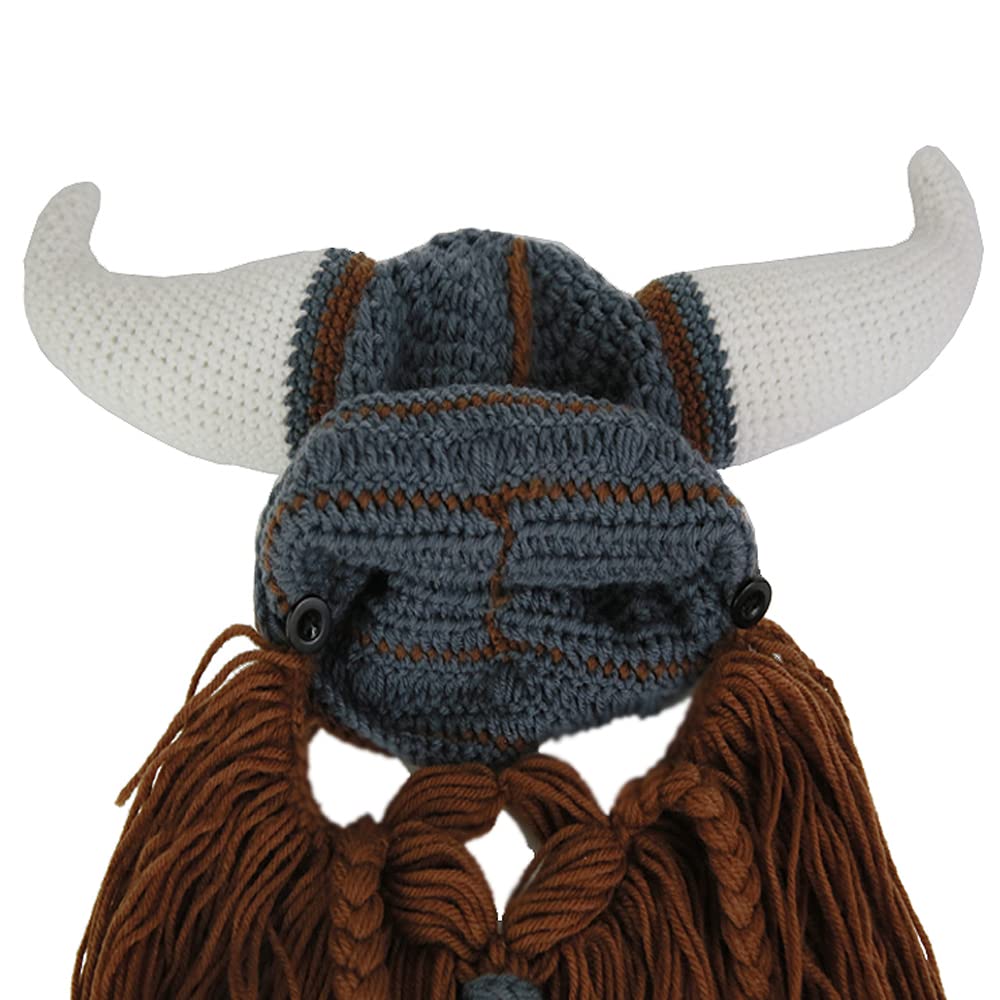 Bonnet Viking Barbe YEKEYI avec cornes, masque chaud d'hiver, tricoté en laine, bonnet humoristique 
