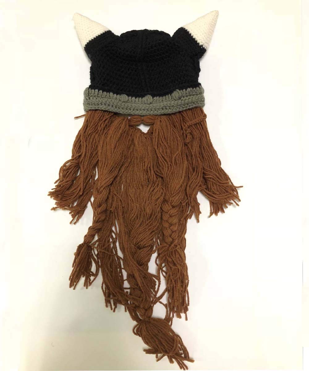 Bonnet Viking Barbe YEKEYI avec cornes, masque chaud d'hiver, tricoté en laine, bonnet humoristique 