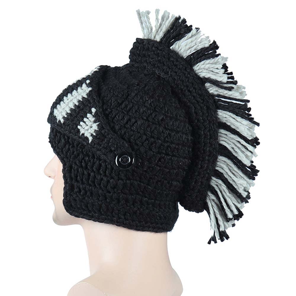 Bonnet Viking Barbe YEKEYI avec cornes, masque chaud d'hiver, tricoté en laine, bonnet humoristique 