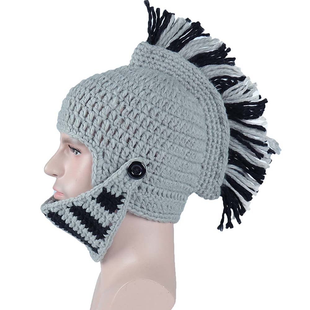 Bonnet Viking Barbe YEKEYI avec cornes, masque chaud d'hiver, tricoté en laine, bonnet humoristique 