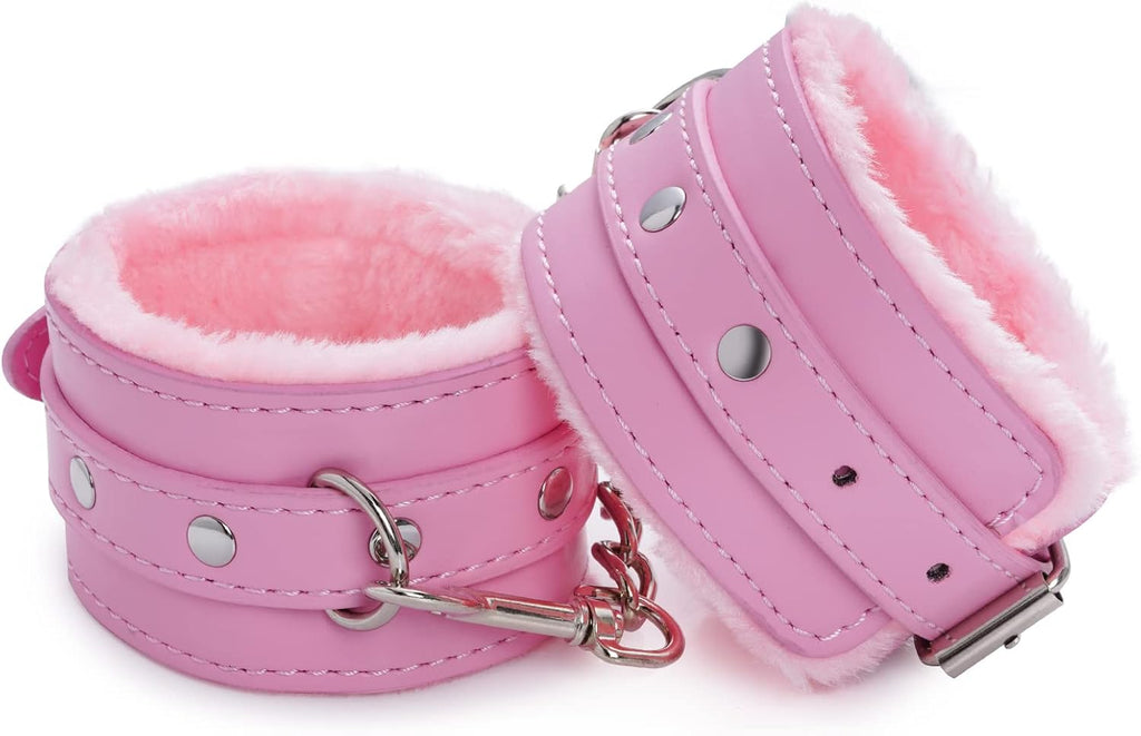 Adjustable Handcuffs Ankle Bracelets SM Adult Plush PU Leather Bondage Fetish Handcuffs Kit Cuff Restraint Set Sex Toy, Rbenxia Handcuff Restraints Adult Sex Toys (Black)