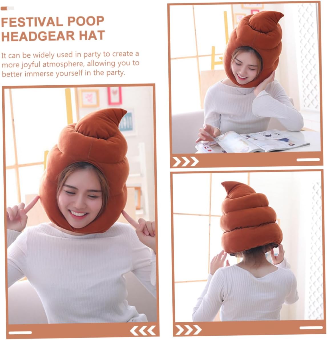 Chapeau rigolo TOYANDONA pour festival et cosplay, bonnet caca, bonnet caca rigolo pour carnaval, bonnet en maille style dessin animé 