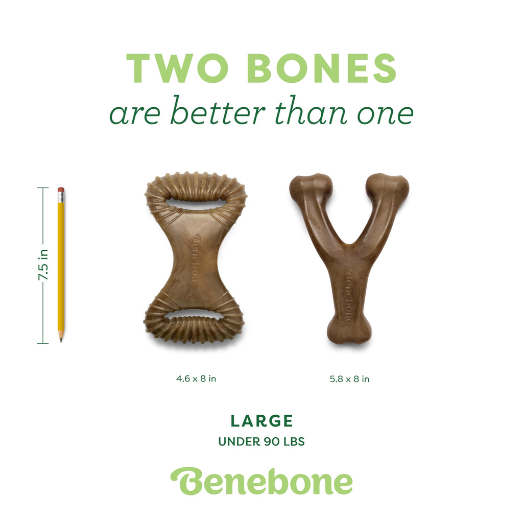 Benebone Large 4-Pack Dog Chew Toys for Aggressive Chewers, Made in USA, 90lbs and Under
