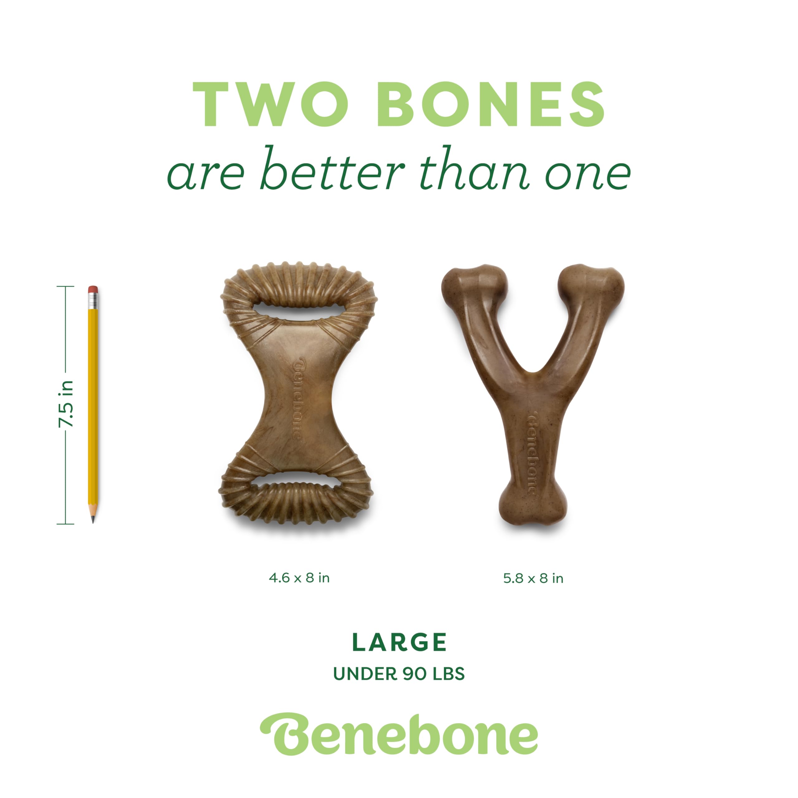 Benebone Large 4-Pack Dog Chew Toys for Aggressive Chewers, Made in USA, 90lbs and Under