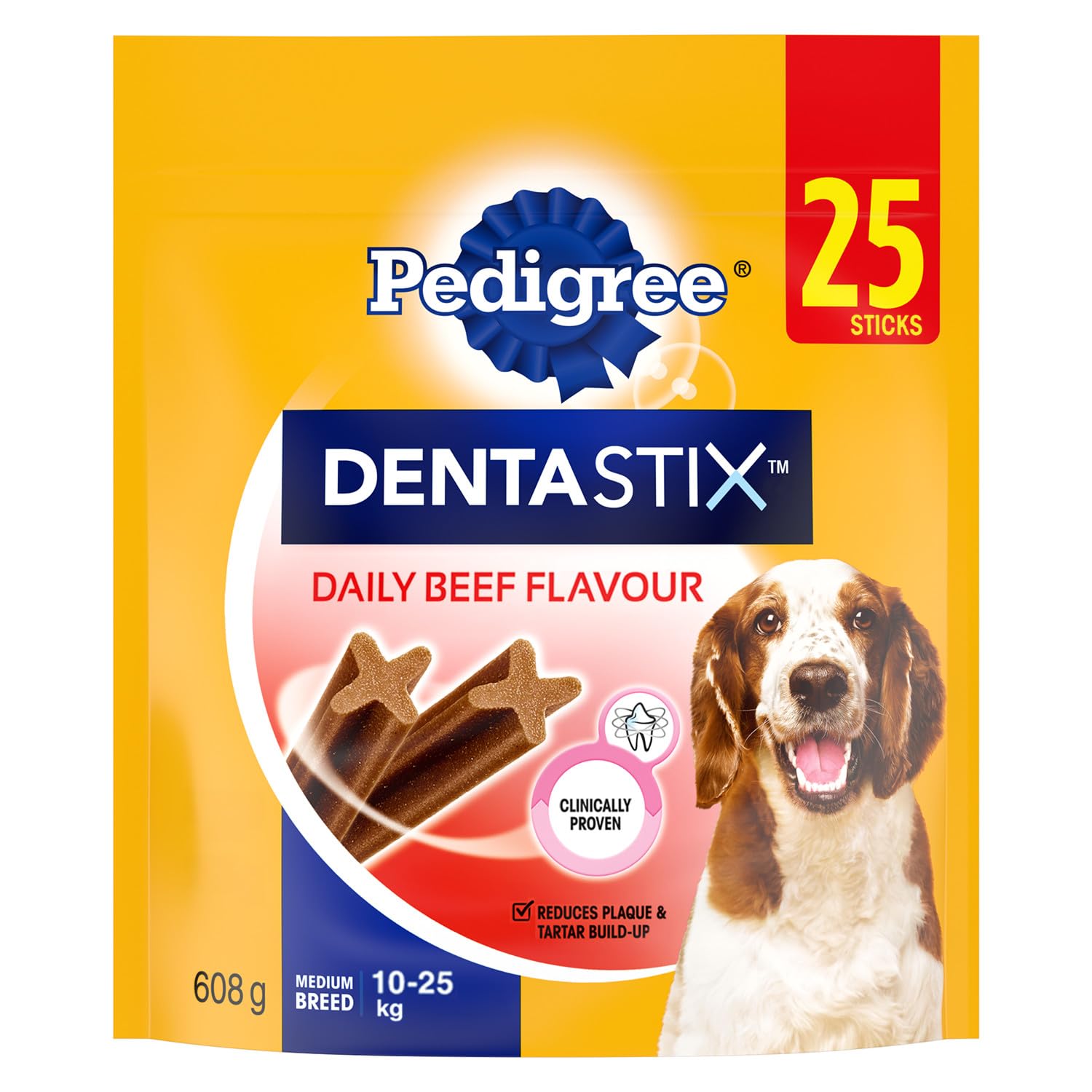 PEDIGREE DENTASTIX Oral Care Original Adult Dog Treats - For Medium Breeds - Reduces Plaque and Tartar Buildup - 40 Sticks 972g Pouch