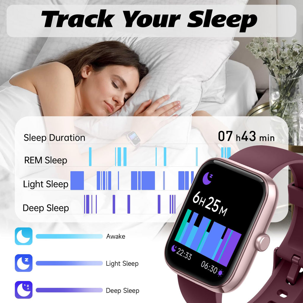 Smart Watch for Men Women with Bluetooth Call, Alexa Built-in, Heart Rate & Sleep Monitor, 1.83" DIY Dial Fitness Watch with 100+ Sport Modes, IP68 Waterproof, Compatible with Android iOS