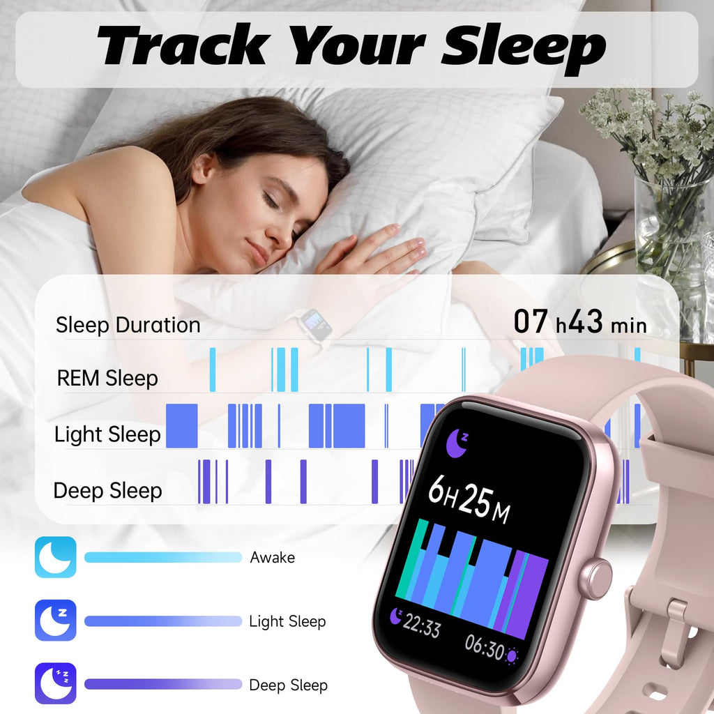 Smart Watch for Men Women with Bluetooth Call, Alexa Built-in, Heart Rate & Sleep Monitor, 1.83" DIY Dial Fitness Watch with 100+ Sport Modes, IP68 Waterproof, Compatible with Android iOS